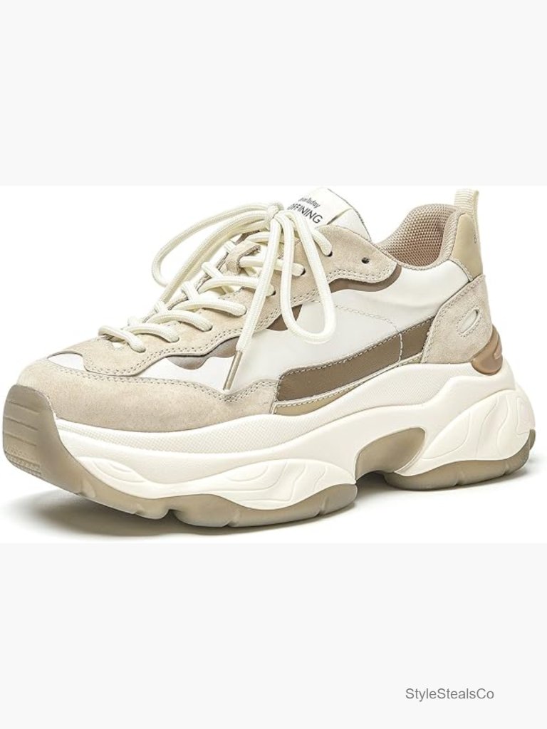 Chunky Fashion Sneakers Lace Up Comfortable Walking Shoes